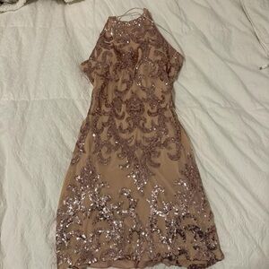 Rose gold sequin mini dress!